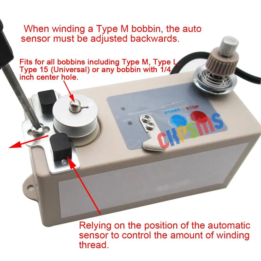 

High quality and good quality automatic winder, suitable for most 6MM inner diameter bobbins. With 110V and 220V plugs.