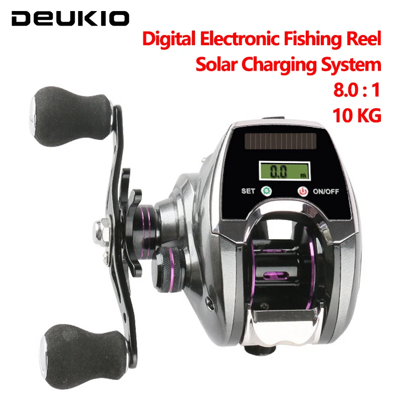 

DEUKIO Digital Display Electronic Fishing Reel 6+1BB 8.0:1 High Speed Ratio Low Profile Line Counter Baitcasting Fishing Reel