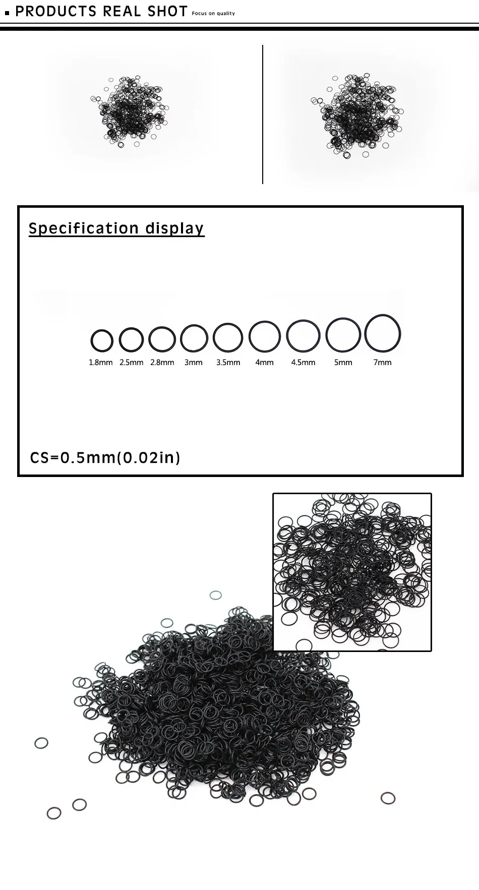 O-Ring Großhandel NBR 70A Dicke 0,3/0,4/0,5/0,6/0,7/0,8mm CS Link Nitrilkautschuk Dichtungsring Gummi Elastisch Kostenloser Versand – Detail 1
