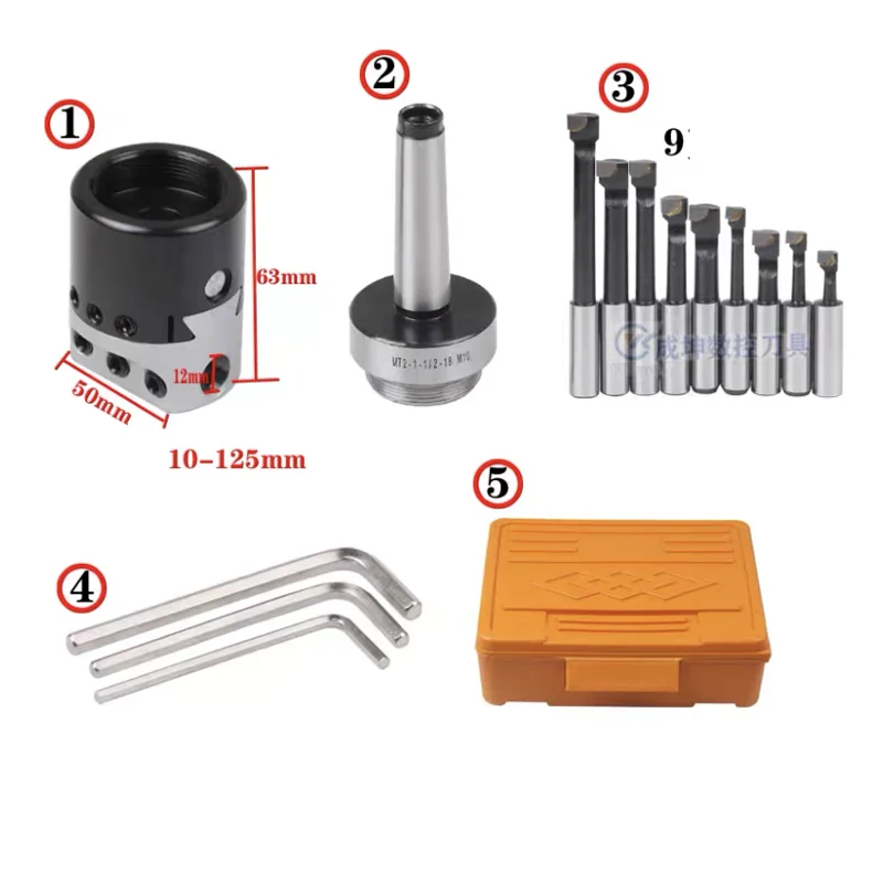 NOWOŚĆ MT3 M12 Arbor F1 -12 50mm głowica wytaczarska i 9szt 12mm wytaczadła, zestaw głowic wytaczarskich