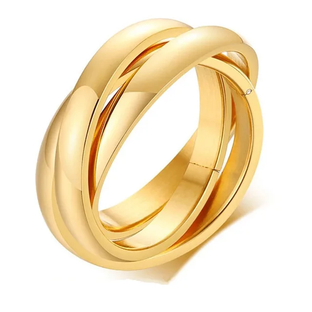 Klassische 3-Runden-Ring-Sets für Damen, Edelstahl, Hochzeit, Verlobung, weiblicher Fingerschmuck