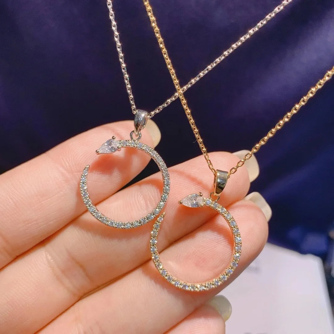 

HIBRIDE Lucky Circle Round Necklace Pendants for Women Wedding Party Accessories Full Cubic Zircon Pave Dubai Bridal Jewelry P68