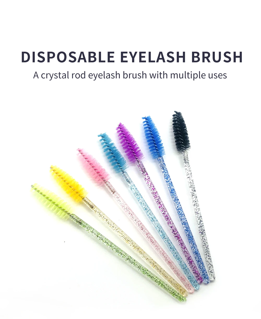 NATUHANA Good Quality Disposable 50 Pcs/Pack Crystal Eyelash Makeup Brush Diamond Handle Mascara Wands Eyelash Extension Tool