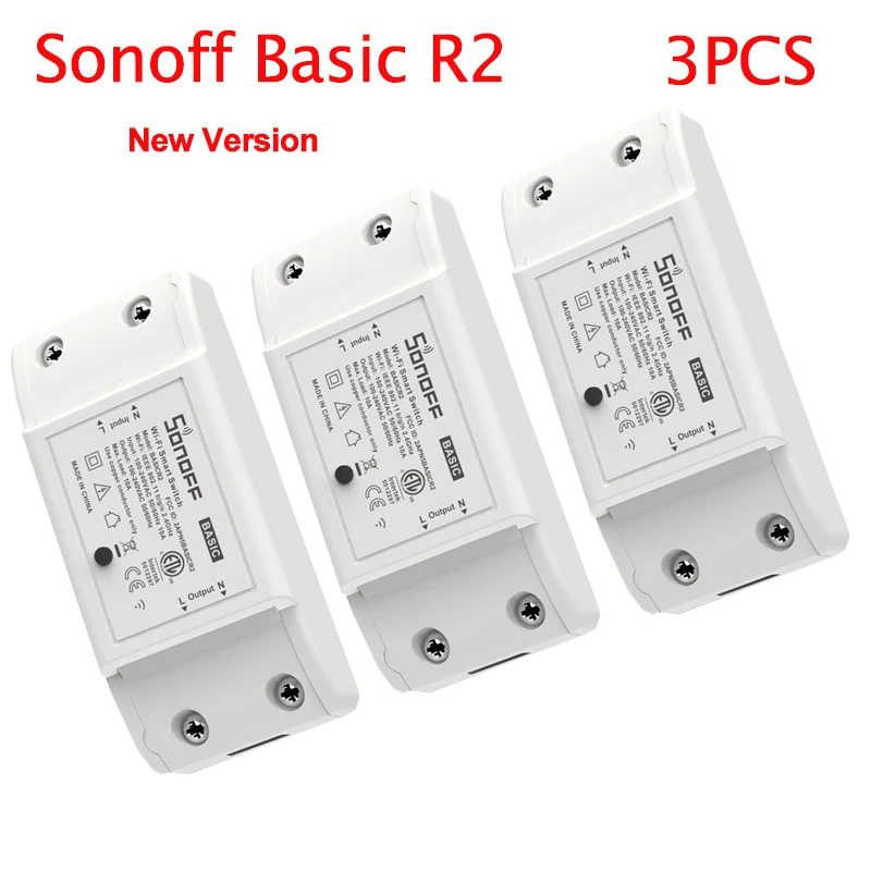 3PCS Sonoff BasicR2 Wifi Smart Switch Smart Home Remote Control ON/OFF DIY Switch Via Ewelink APP Work with Alexa Google Home