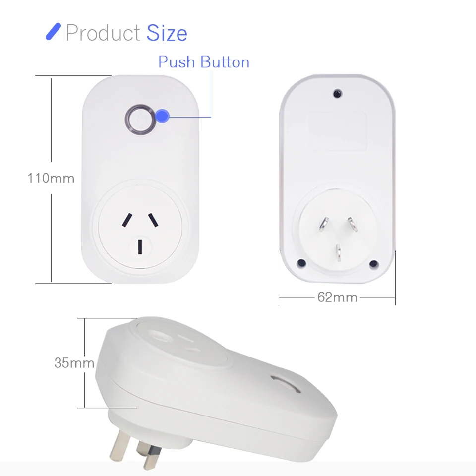 Wifi Smart Power Supply Socket 15A AU Standard Plug Intelligent Timer Socket Electric Tuya Smart Wireless Remote Control Socket