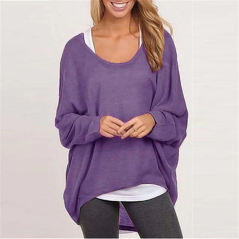 2021 Spring T Shirt Women T-Shirt Oversize Casual Loose Batwing Long Sleeve Tops female Jumper Pullover tunic XXL