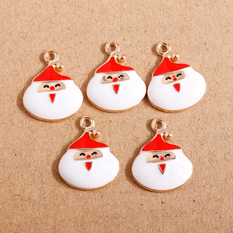 10 Stück Mix süße Emaille-Weihnachtsanhänger für die Schmuckherstellung, Weihnachtsbaum, Hirschglocke, Charms-Anhänger für Halsketten, Ohrringe, Geschenke – Detail 5
