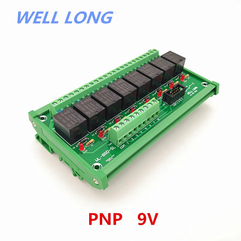 

DIN Rail Mount 8 Channel PNP Type 9V 15A Power Relay Interface Module,HF JQC-3FF-9V-1ZS Relay.