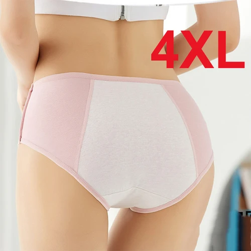 Bragas menstruales a prueba de fugas, pantalones fisiológicos, ropa interior para mujer, calzoncillos impermeables de algodón de talla grande XXXL, lencería femenina