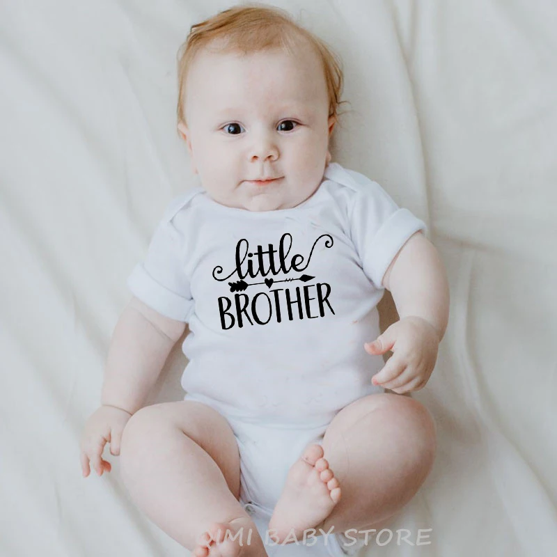 Hot Wholesale Cotton Little Brother Romper Big Sister Tshirt Family Matching Clothes Infant Baby Boys Girls Short Sleeve Outfit