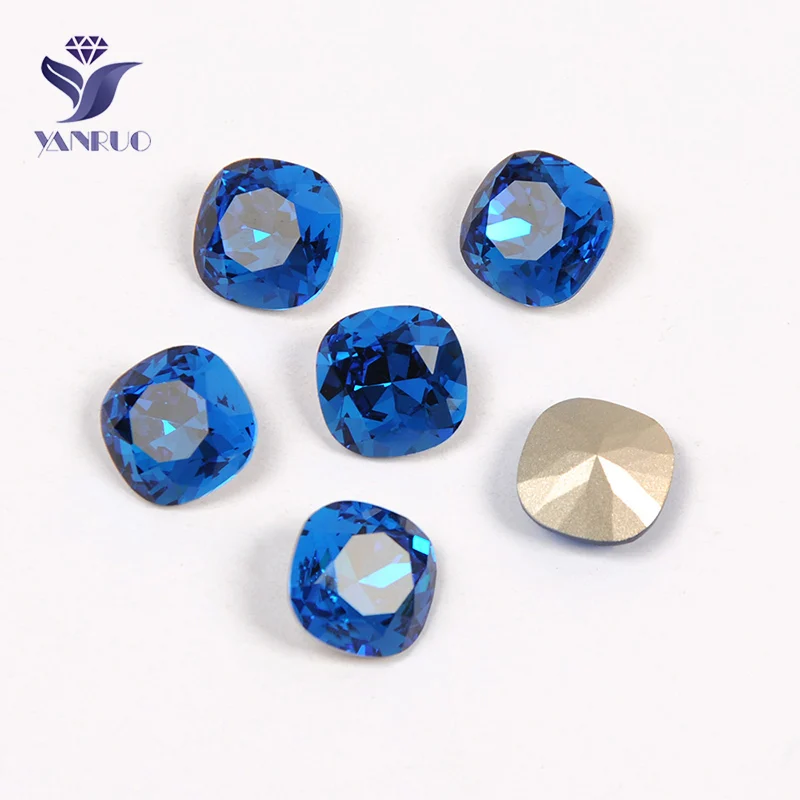 YANRUO 4470 Cushion Cut Pointback Diamond Glass Stones Sewing Crystals For Studs Sewn Jewelry For Clothes Dress
