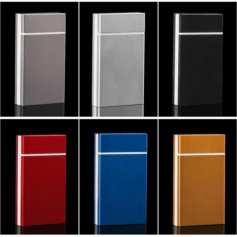 

Ultra Thin Lengthened Cigarette Case Slim Metal Cigarette Box Aluminum Cigarette Holder For Women's Slim Cigarettes 6colors