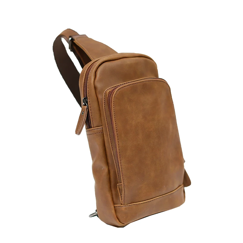 New Brand Men Chest Pack Strap Back Sling Bags PU Leather Travel Men Crossbody Bags Fashion Chest Bag