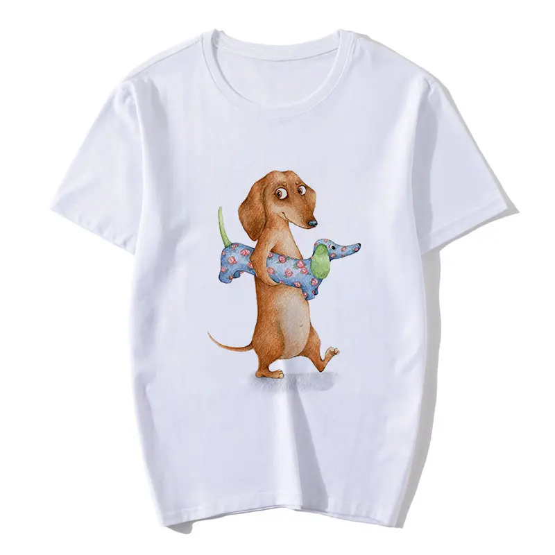 

3DT-shirt dachshund funny T-shirt female Harajuku cute dog cat summer new fashion T-shirt female T-shirt jacket