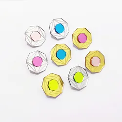 Octagon Geometric Earrings for Women Acrylic Gold Silver Color Mirror Green Blue Pink Classic Trendy Fashion Jewelry