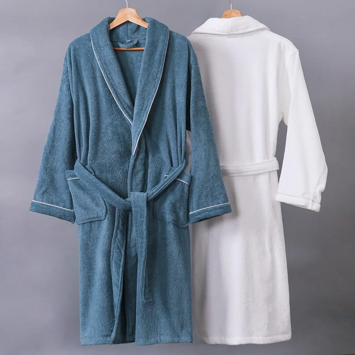 Couple Terry Bathrobe Sleepwear Cotton Towel Long Sleeve Nightgown Nightwear Casual Women Nightdress Autumn Winter Home Clothes