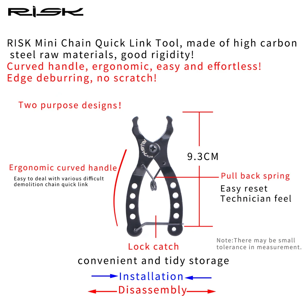 RISK Mini Bike Chain Quick Link Tool with Hook up Multi Link Plier MTB Road Cycling Chain Clamp Magic Buckle Bicycle Tool Kit