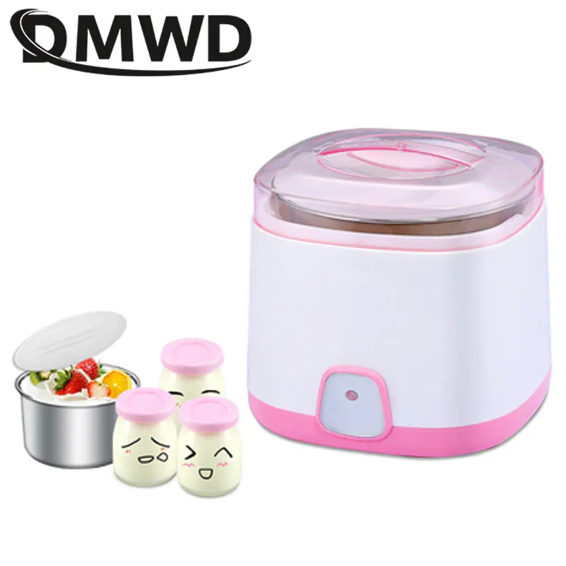 DMWD Automatic Yogurt Maker with 3 Jars DIY Tool Electric Yogurt Maker Yogurt 15W Kitchen Appliances Stainless Steel Liner EU US