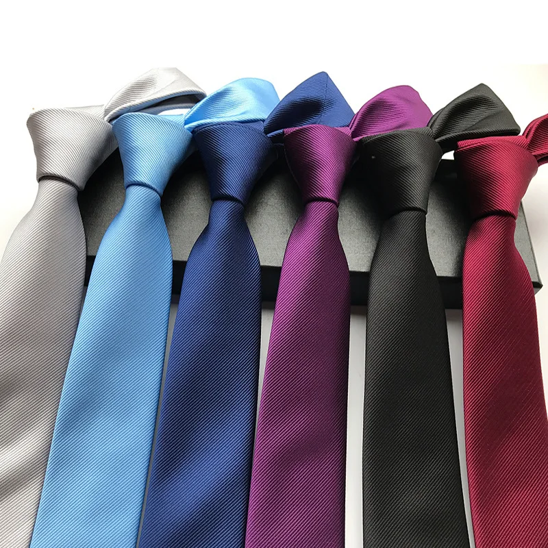 6cm tinta unita vino blu nero viola argento moda uomo cravatta stretta cravatte da lavoro tessute Jacquard per uomo 100% cravatte di seta