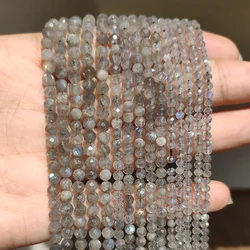 2/3mm AA+ Natural Gray Labradorite Faceted Tiny Stone Loose Spacer Beads for Jewelry Making DIY Gift Bracelet Necklace Accessory