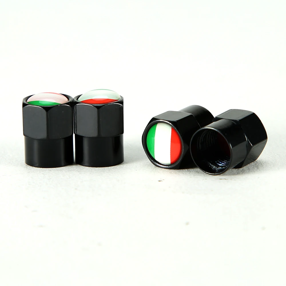 AUTCOAT 4Pcs/Set Aluminium Italy National Flag Car Tire Valve Caps Wheel Tires Tire Stem Air Cap Airtight Covers