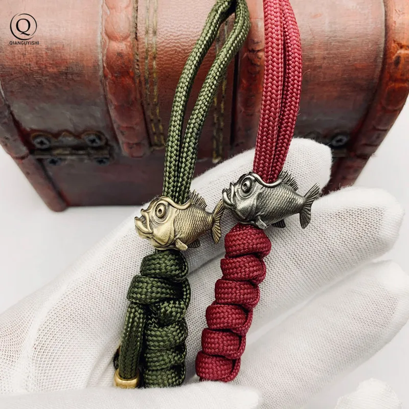 Retro Brass African Piranha Knife Pendants Edc Outdoor Products Diy Paracord Be…