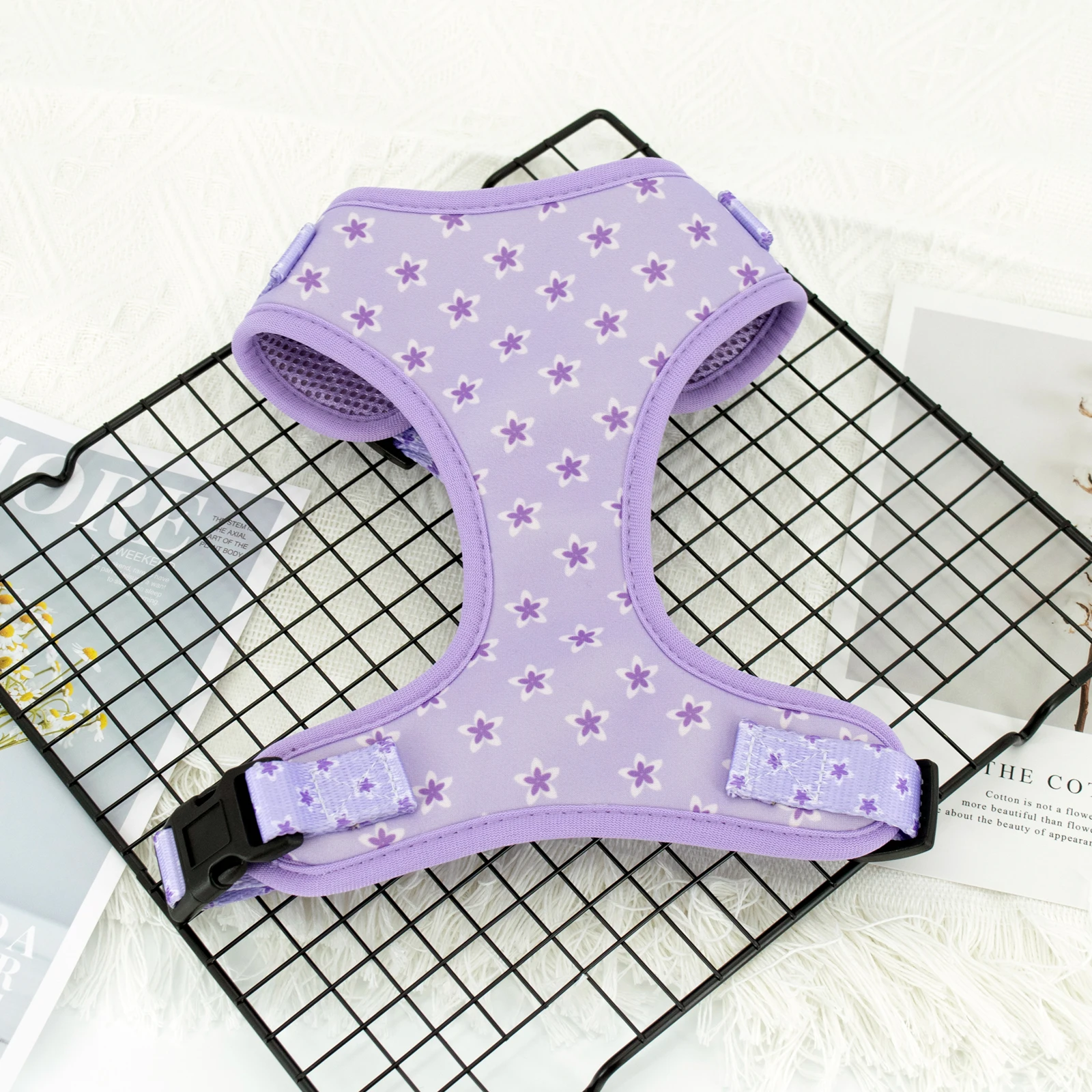 COLLARLOGO Dog Harness oft Mesh Padded Pet Puppy Vest Dog Harness PURPLE FLOWER DESIGN No Pull for Small Medium Large Dogs