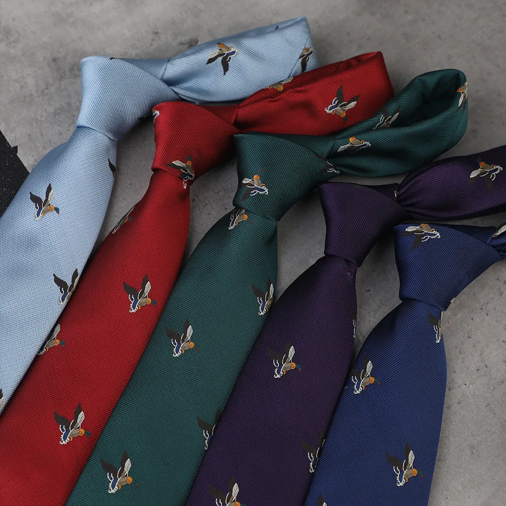 Novelty Bird Pattern Silk Ties for Men 8cm Width Red Tie Navy Mens Wedding Necktie Purple Business Neckties Suit Accessories