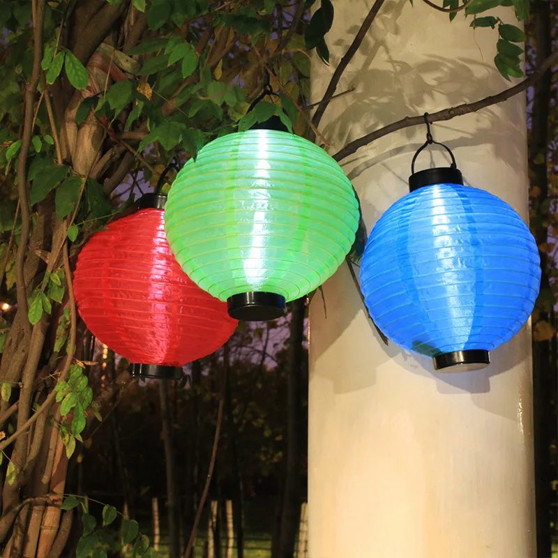 Solar Lantaarns Outdoor Waterdichte Rode Opknoping Lantaarns Chinese Wishing Papier Lamp Bruiloft Verjaardag Decoratie Partij Suppli