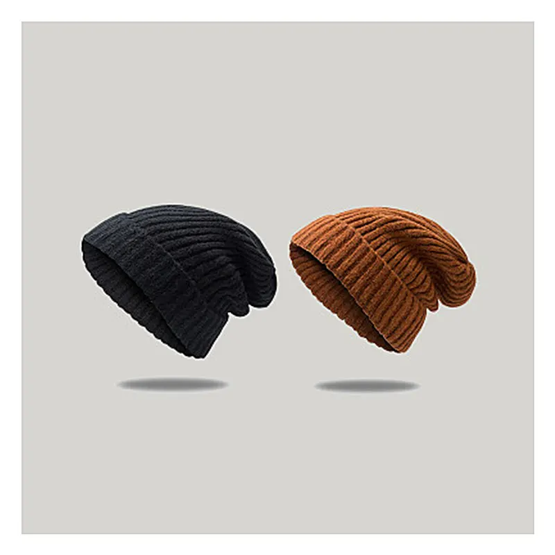 Nowe czapki z dzianiny dla kobiet mężczyzn Skullcap czapka typu Beanie zima Retro Brimless Baggy Melon Cap mankiet Docker rybak czapki