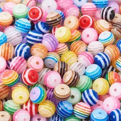 6/8mm DIY Bracelet Accessories Children Handcraft Department Round Transparente Resin Stripe Beads for jewelry Findings DIY