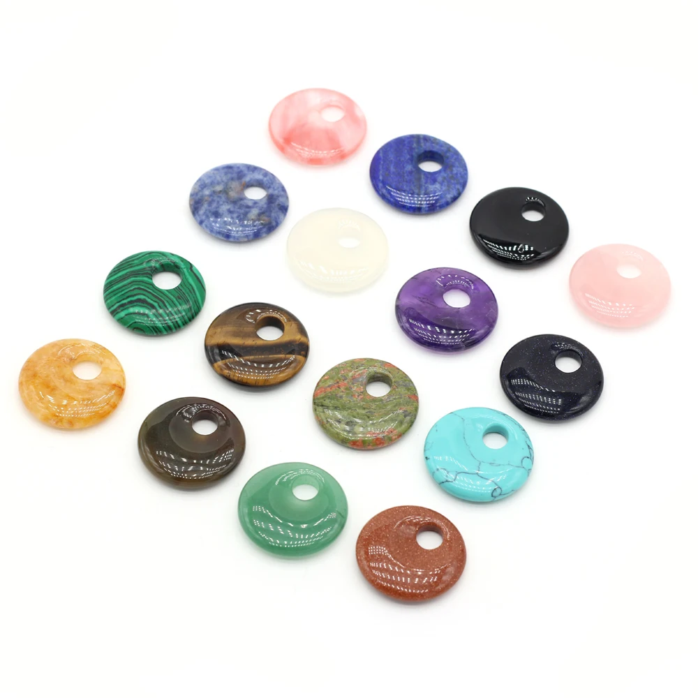 Natural Stone Beads Semi-precious Stones Round Big Hole Beads for Jewelry Making DIY Necklace Bracelet Earrings Accessories 30mm