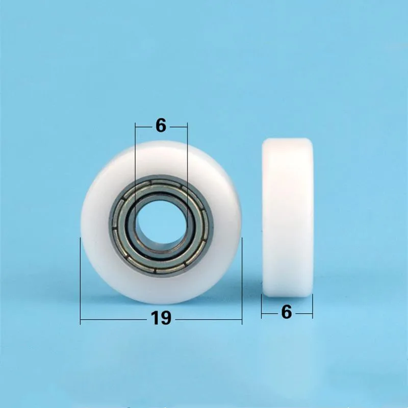 20 Stück/100 Stück Flachrolle 6*19*6mm 686ZZ Lager POM Kunststoffbeschichtete Riemenscheibe Schubladen-Vitrinenrolle Führungsrad Geräuscharm 6x19x6 – Detail 3