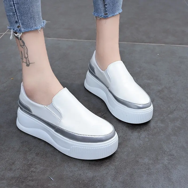 Women Slip on Loafers Ladies Sewing Platform Vulcanized Shoes Woman PU Leather Fashion Casual Footwear Female Comfort Shoe