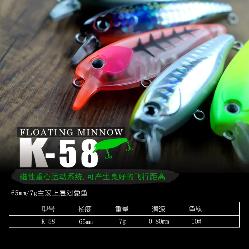 1PCS  Minnow Wobblers 38mm 2.8g 65mm/7g Far Casting Fishing Lure For Pike Trout Bass Crankbaits Slim Body Hard Jerkbaits