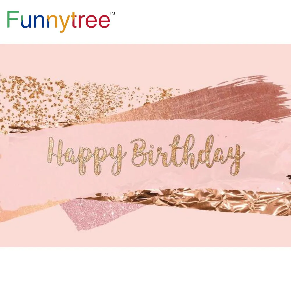 Funnytree Birthday Pastel Pink Rose Gold Graffiti Photography Backdrop Sequin Glitter Elegant Party Baby Background Photo Shoot