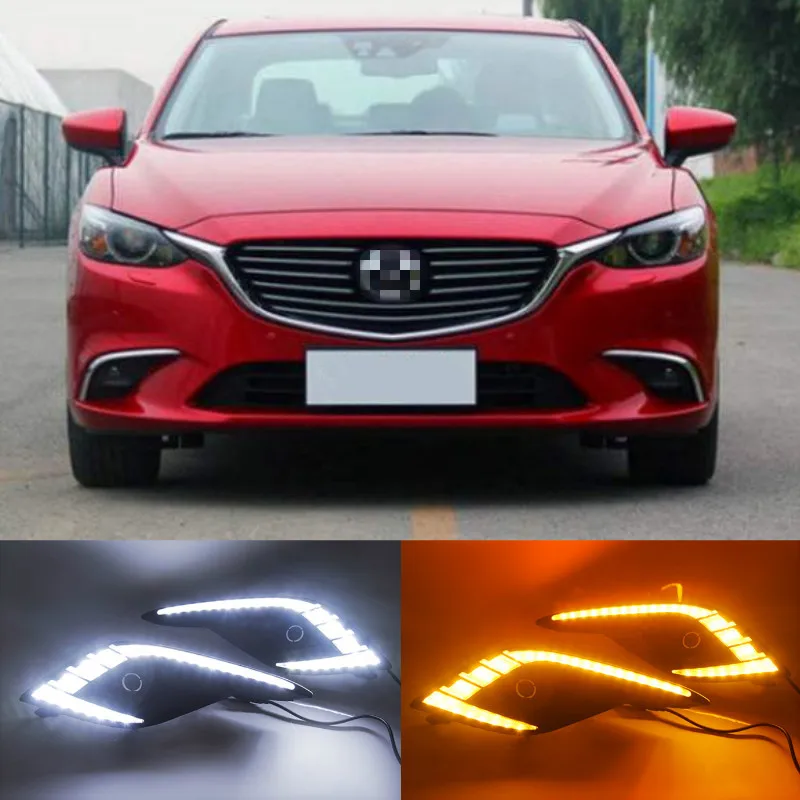 

For Mazda 6 Atenza 2016 2017 2018 Daytime Running Light LED DRL fog lamp Driving lights Yellow Turn Signal Lamp