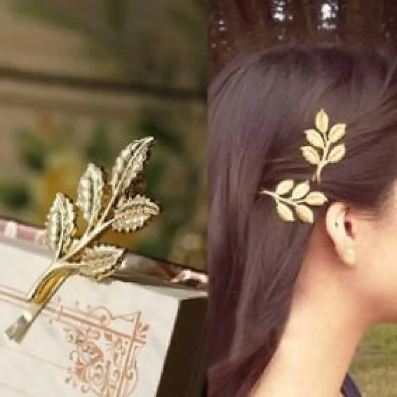 European and American retro Sen Department of olive branches leaves beautiful bride jewelry hairpin side folder  free shipping