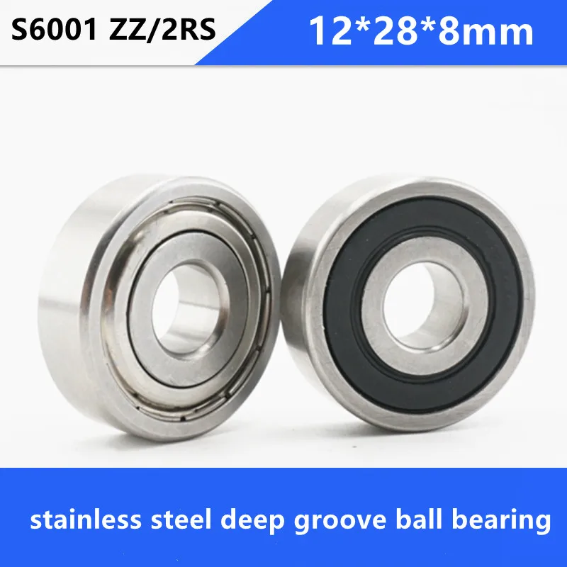 

10/50pcs High-quality 6001ZZ 6001-2RS S6001ZZ S6001-2RS 12*28*8 stainless steel deep groove ball bearing 6001 12x28x8mm