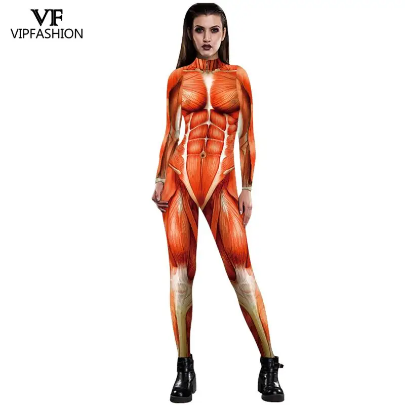 VIP FASHION Halloween Cosplay Costumes For Men Women 3D Japanese Anime Printed Muscle Zentai Bodysuit Jumpsuits