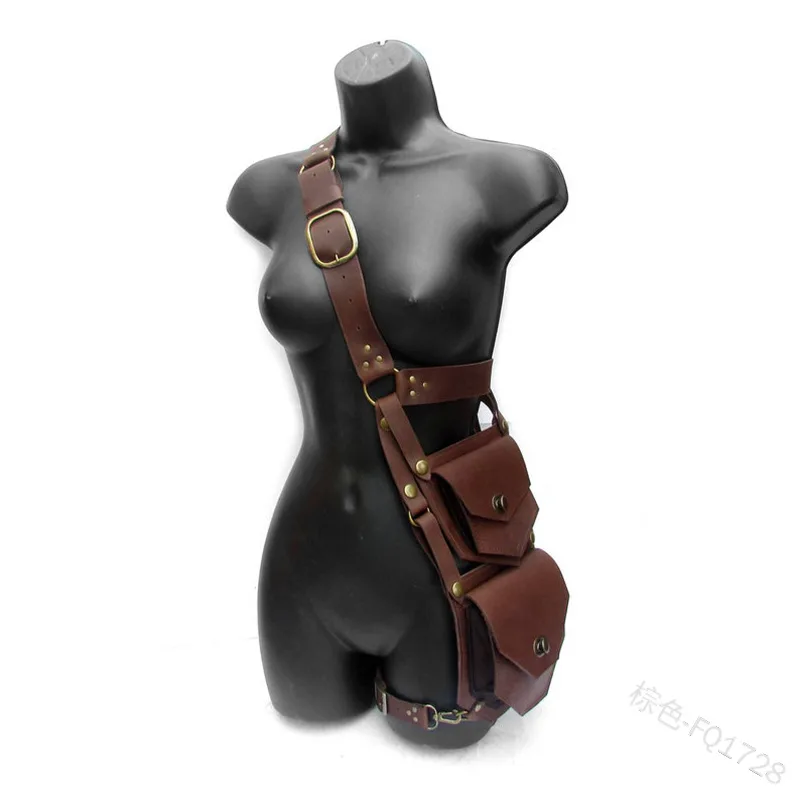 القرون الوسطى كيس مزموم حزام سرج جلدي محفظة الرجال النساء Steampunk فايكنغ زي القراصنة العتيقة والعتاد ملحق تأثيري للكبار