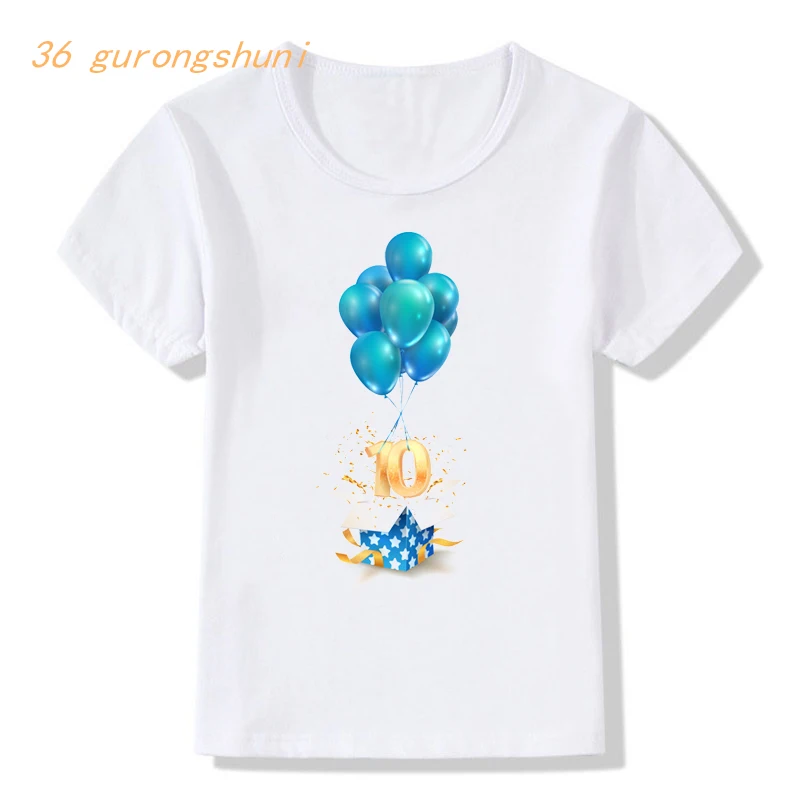 

Kid T-shirts Tshirt Girl Balloon Girls Clothes 10 12 Year Cartoon T Shirt Happy Birthday Girls Tops Kids Clothes Boys T Shirts