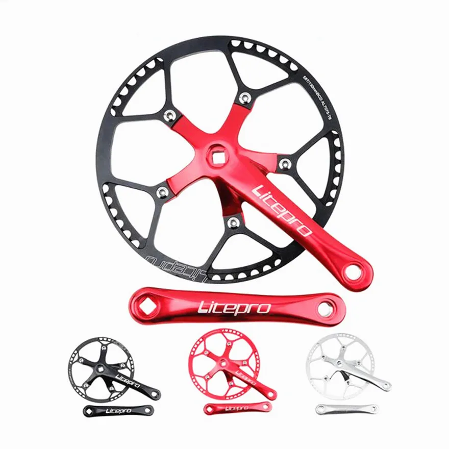 

Litepro Bicycle Crankset Integrated Single Chainwheel Crank 45T 47T 53T 56T 58T BCD 130mm For Folding Bike Parts