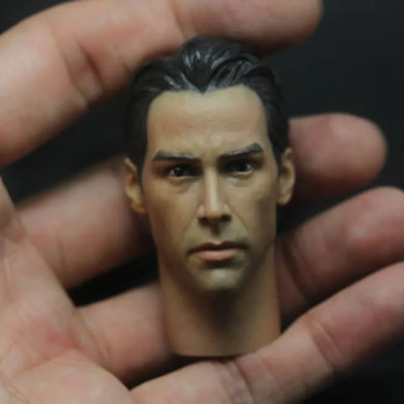 1/6 Keanu Reeves Head Sculpt Model PVC Male Head Carving with Neck Fit 12'' Soldier Action Body