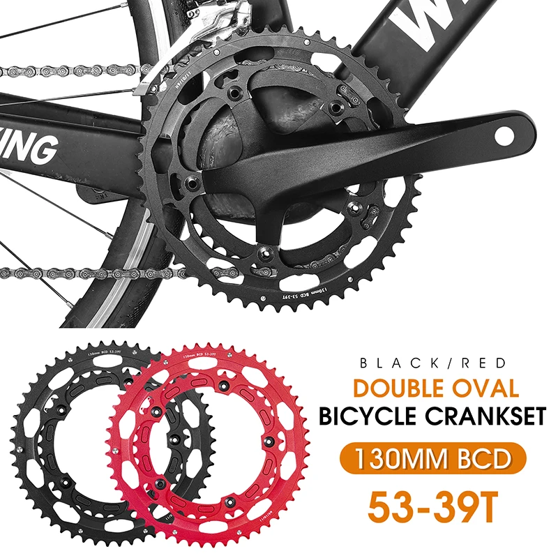 WEST BIKING Road Bike Chainring 130BCD Double Chainring 39/53T High Strength Sprocket Crown Chainwheel 8/9/10/11s Cycling Parts