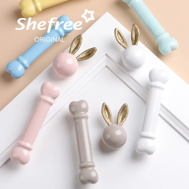 Cute magic wand Cartoon Furniture Handles White Pink Drawer Knobs Children Handles Ceramic Dresser Knobs Handles for Cabinets