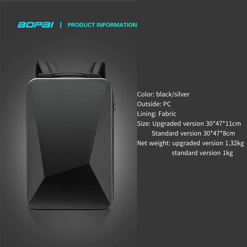 BOPAI E-Sports Laptop Backpack Anti-Theft Waterproof College Backpack USB Charging Men Business Travel 17.3 Backpack Gaming Bag