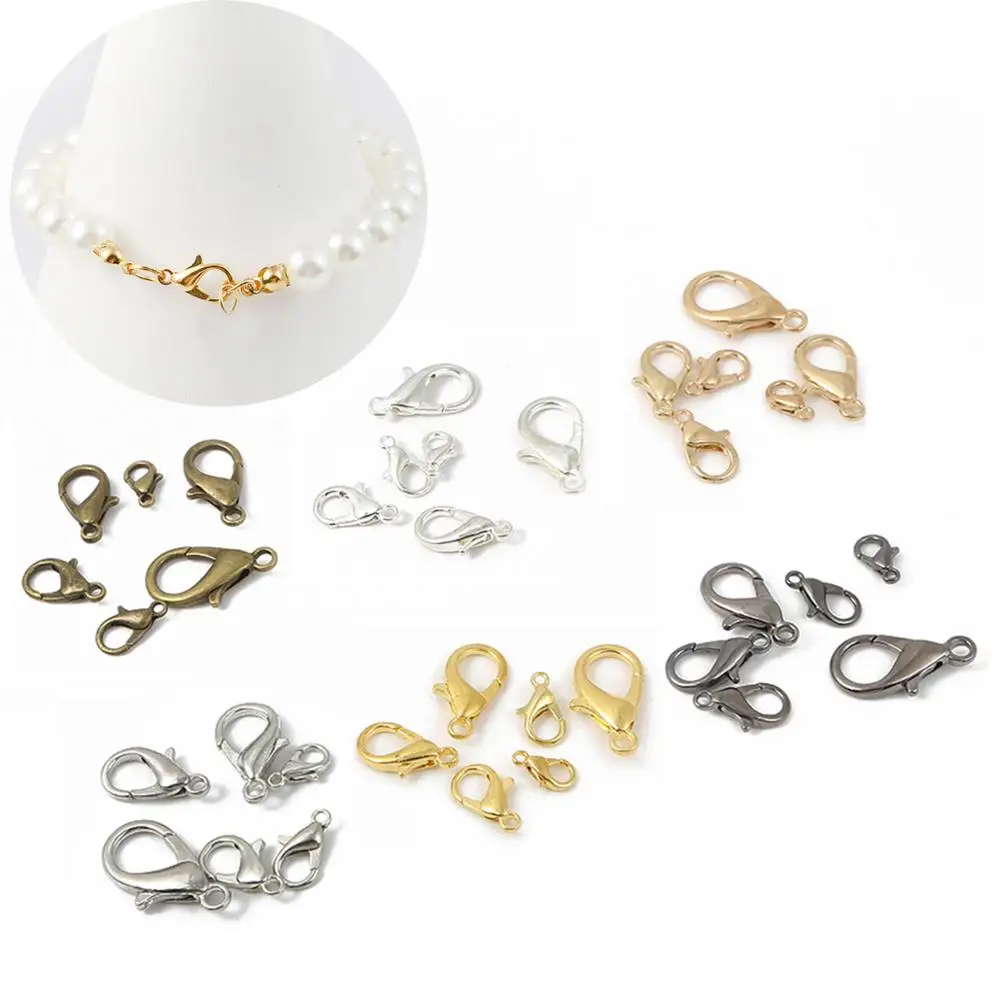 الفضة بندقية الأسود المعادن جراد البحر المشابك خطاف 10/12/14/16/18/21 مللي متر سوار نهاية موصلات لصنع المجوهرات DIY قلادة مشبك #1