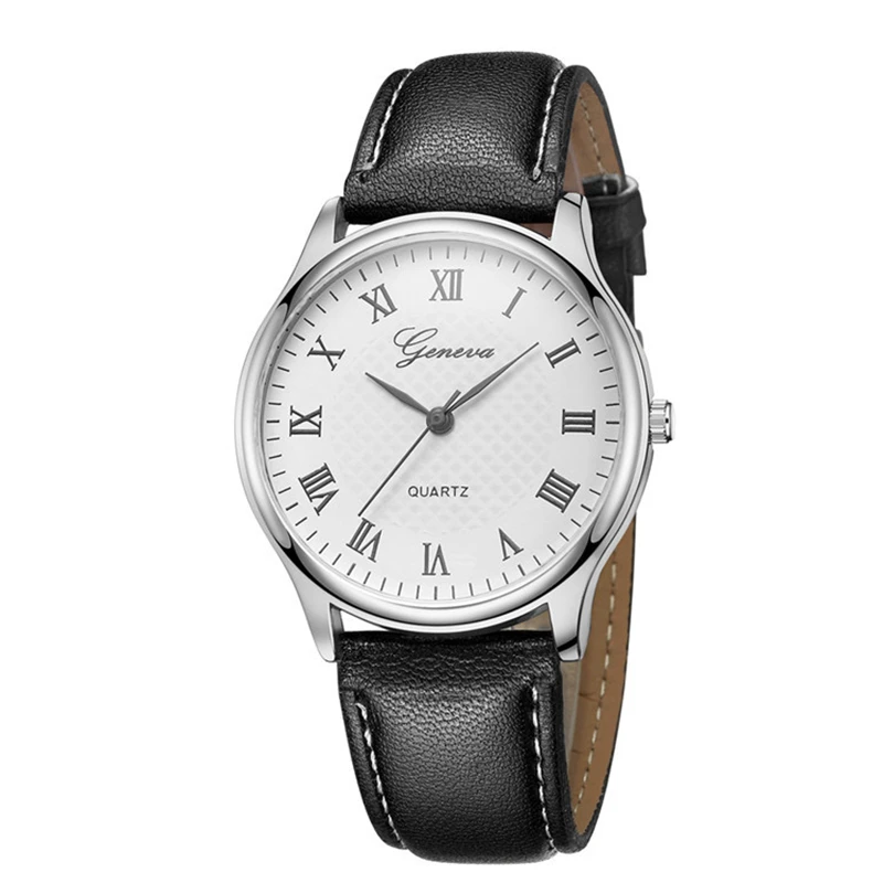 Ginevra Fashion orologio da polso quadrante nero cinturino in pelle da uomo impermeabile orologi da esterno Business orologio al quarzo maschile