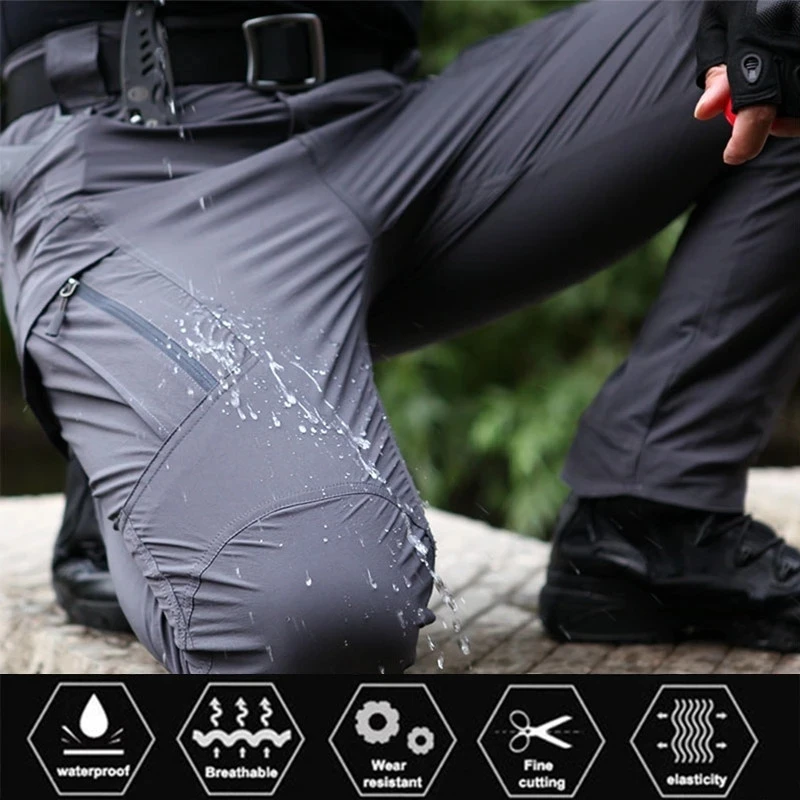 

Men's Lightweight Military Tactical Pants Waterproof Cargo Breathable SWAT Army Solid Elastic Combat Work Joggers Long Trousers